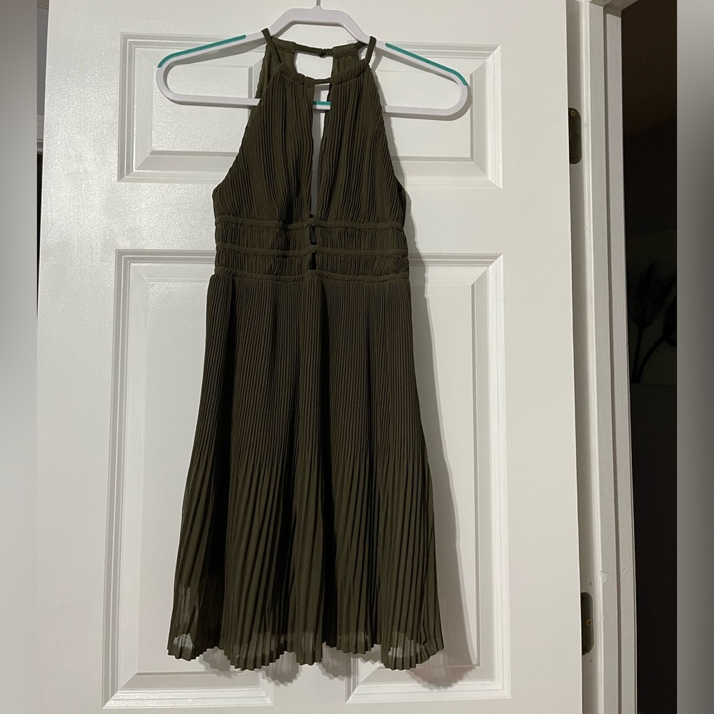 Olive green dress - crinkle design - size 2